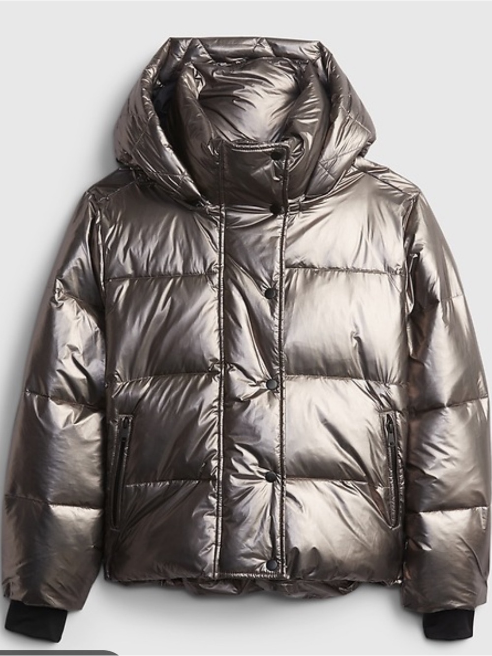 GAP Womens Puffer Jacket XL Gunmetal Heavyweight Cropped Oversized New with Tag